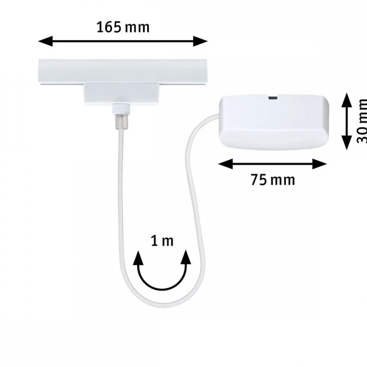 Paulmann 95644 URail Schienensystem Einspeisung Kabel 1m Signalweiß RAL 9003