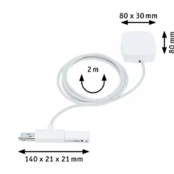 Paulmann 95645 URail Schienensystem Einspeisung Kabel 2m Signalweiß RAL 9003