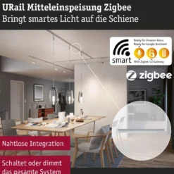 Paulmann 95667 URail Smart Home ZigBee Mittel-Einspeisung max. 100W Chrom matt