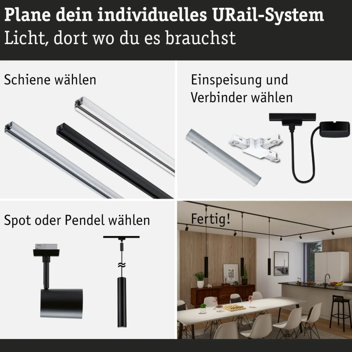 Paulmann 95675 URail Zubehör Smart Home ZigBee Dimm Switch max. 50W Schwarz matt
