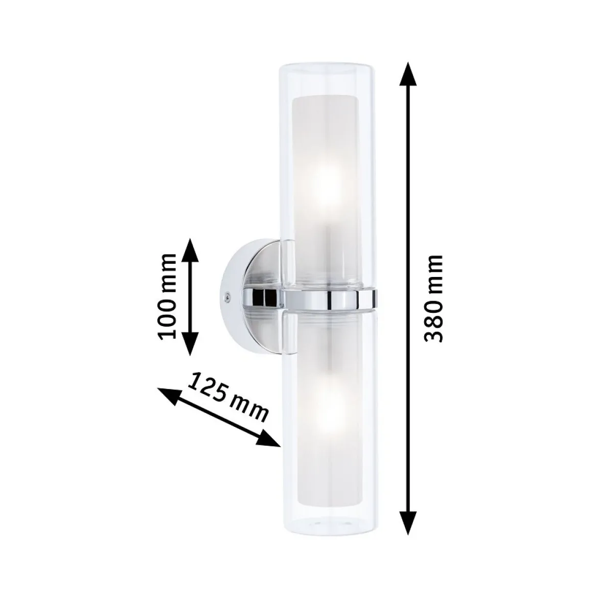 Paulmann 71077 Wandleuchte Luena Glas Chrom zweifacher Lichtaustritt IP44