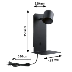 Paulmann 71099 Wandleuchte Malena USB C schwarz matt GU10