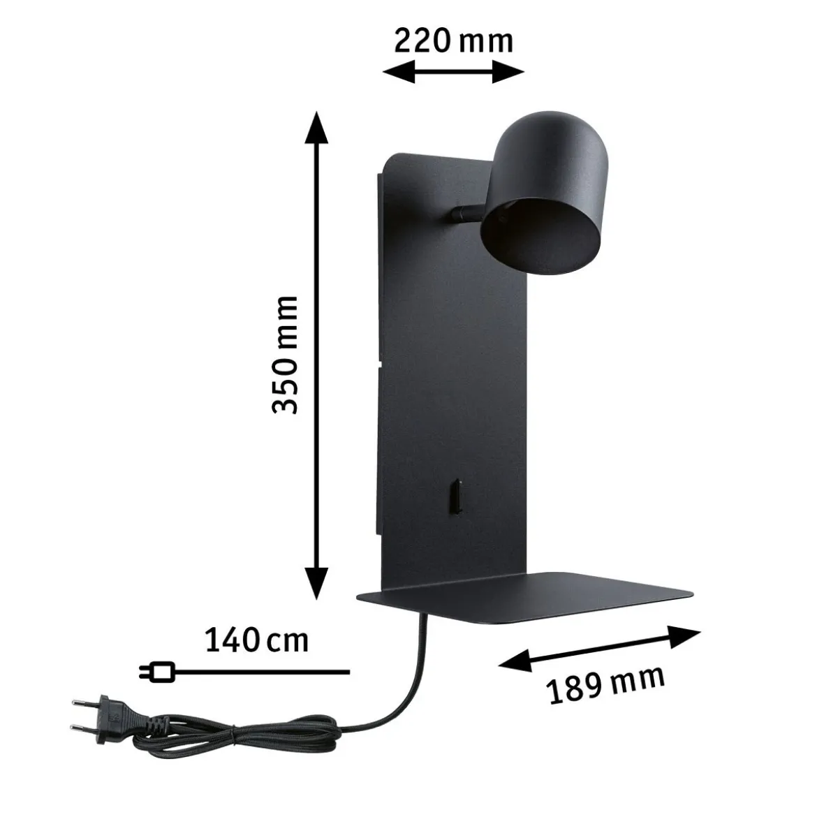 Paulmann 71099 Wandleuchte Malena USB C schwarz matt GU10