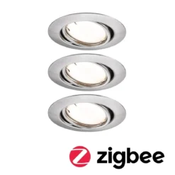 Paulmann 92464 Zigbee LED Einbauleuchte Base Coin Basisset Eisen gebürstet 3000K