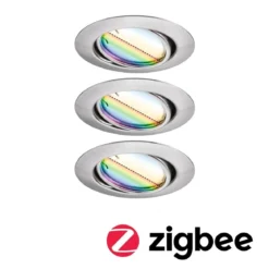 Paulmann 92467 Zigbee LED Einbauleuchte Base Coin Basisset RGBW Eisen 3000K