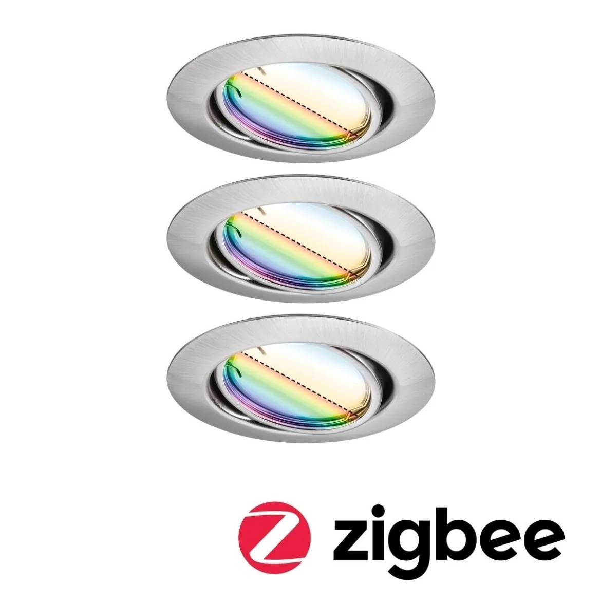 Paulmann 92467 Zigbee LED Einbauleuchte Base Coin Basisset RGBW Eisen 3000K