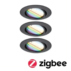 Paulmann 92468 Zigbee LED Einbauleuchte Base Coin Basisset RGBW Schwarz matt 3000K