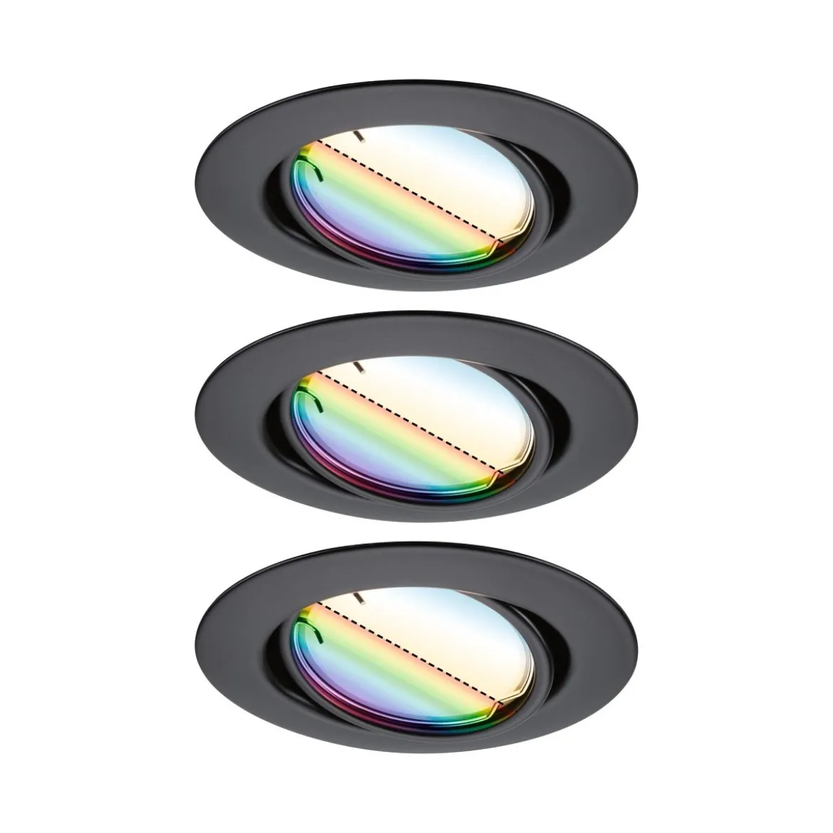 Paulmann 92468 Zigbee LED Einbauleuchte Base Coin Basisset RGBW Schwarz matt 3000K