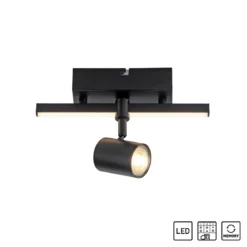 Paul Neuhaus 6523-18 BARIK LED Wand- und Deckenleuchte Schwarz