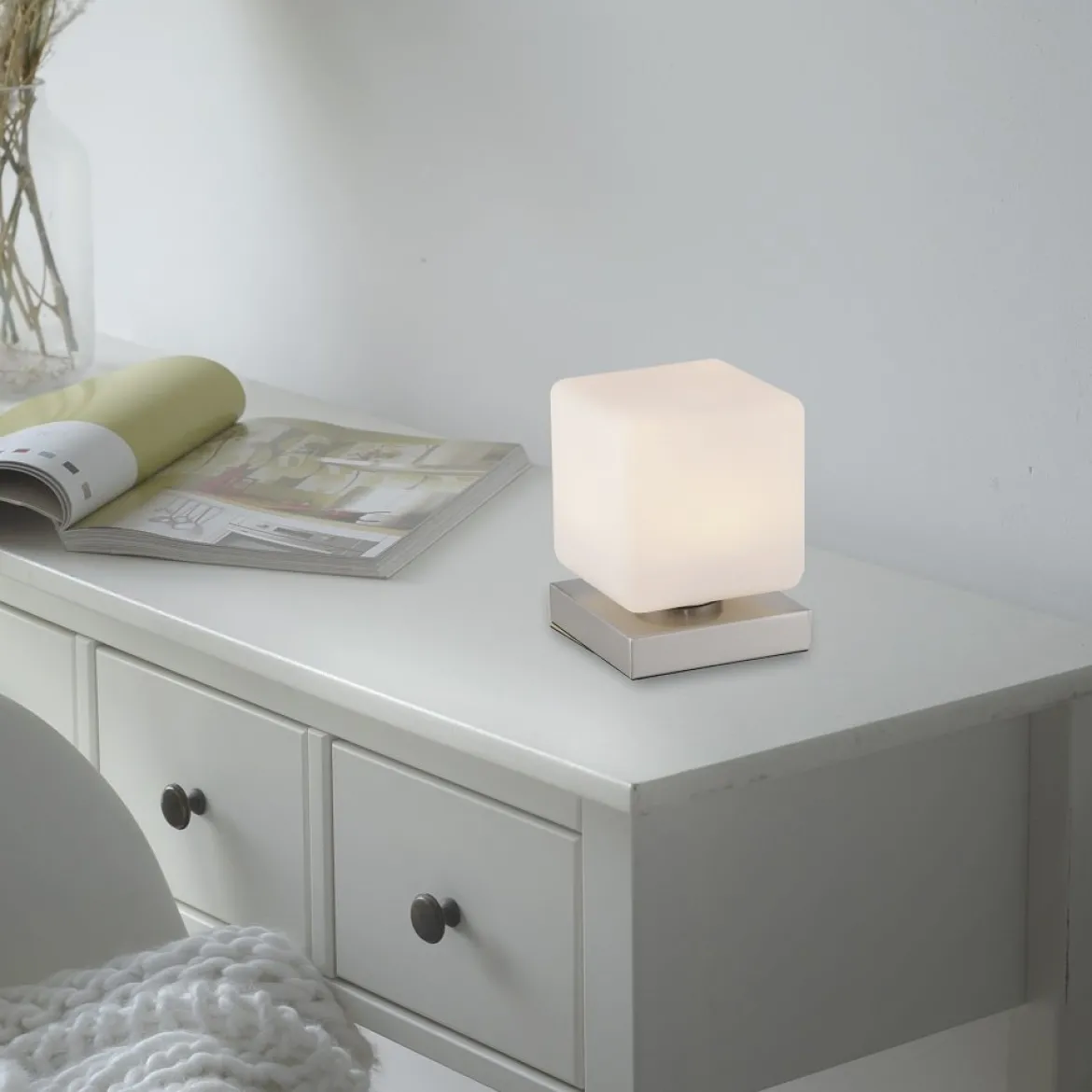 Paul Neuhaus 4036-55 Dadoa Tischleuchte silberfarbig Touchdimmer