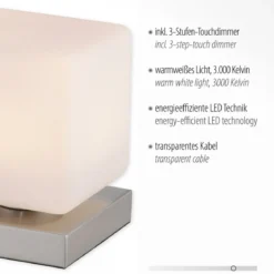 Paul Neuhaus 4036-55 Dadoa Tischleuchte silberfarbig Touchdimmer