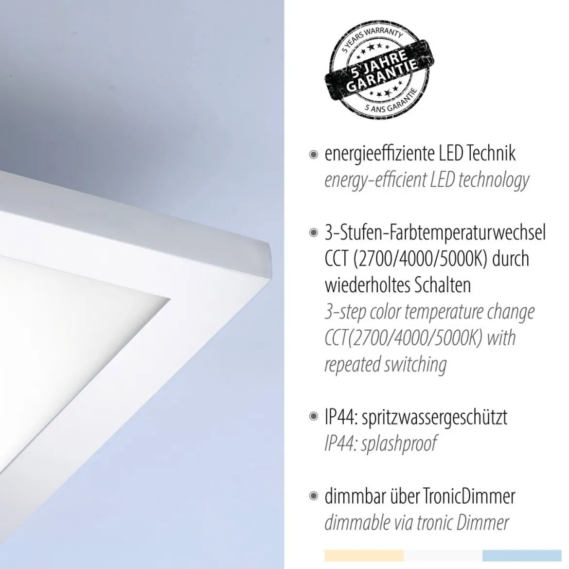 Paul Neuhaus 8111-17 FLAG LED-Panel quadratisch 45x45cm chrom CCT IP44