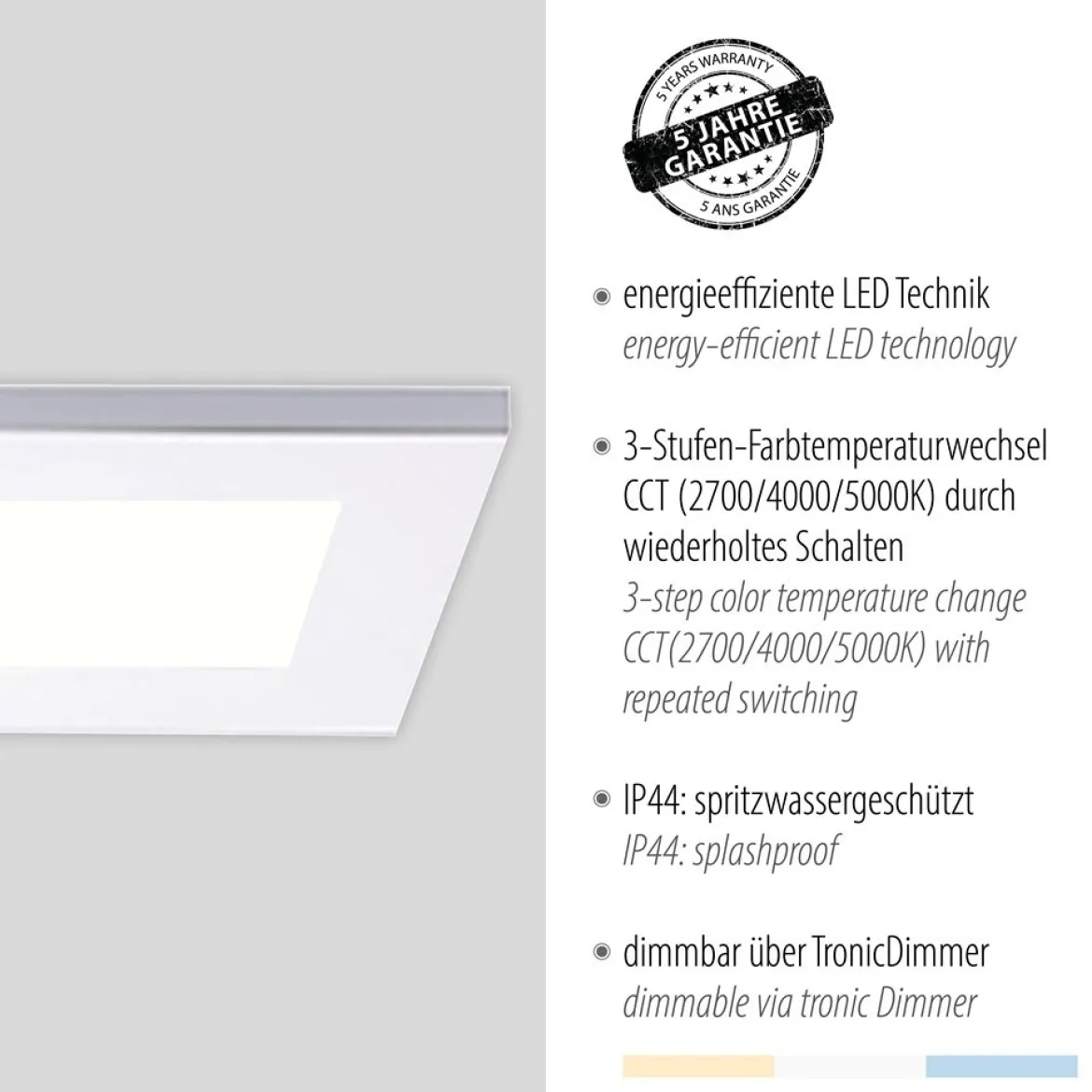 Paul Neuhaus 8123-17 FLAG LED-Panel rechteckig 120x10cm chrom CCT IP44