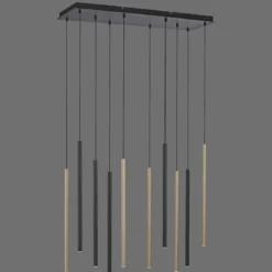 Paul Neuhaus 2110-18 Flute LED Pendelleuchte 10-flammig schwarz messing Simply Dim