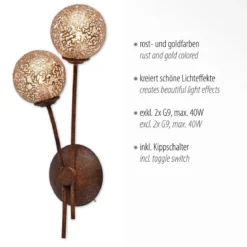 Paul Neuhaus 9032-48 GRETA Wandleuchte 2-flammig rost