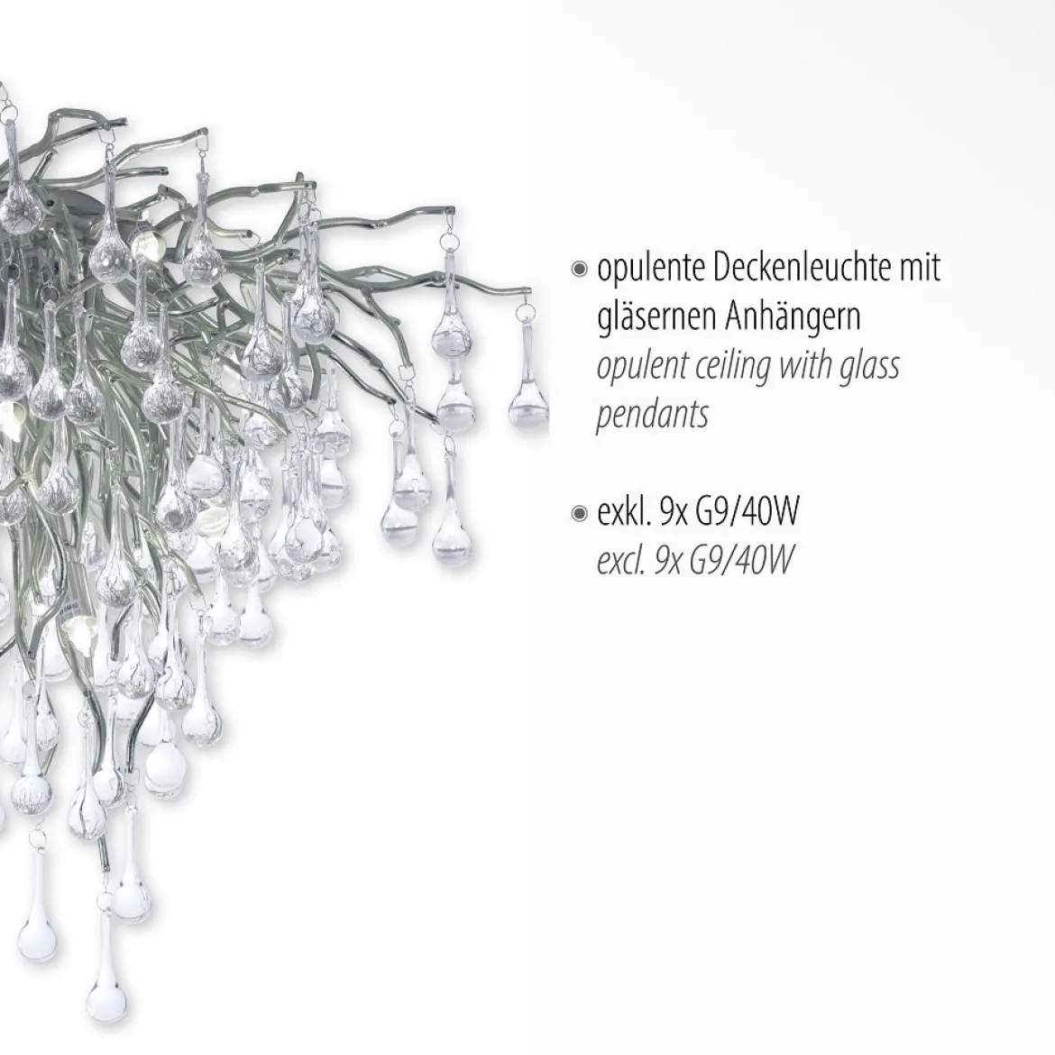 Paul Neuhaus 8091-55 ICICLE Deckenleuchte silberfarbig Glasbehang