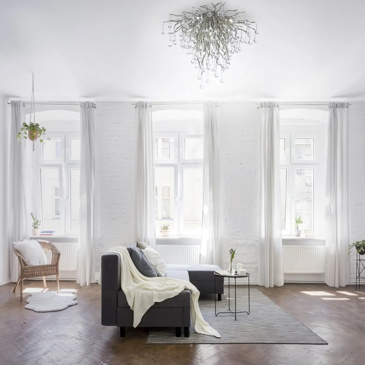 Paul Neuhaus 8091-55 ICICLE Deckenleuchte silberfarbig Glasbehang