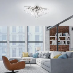 Paul Neuhaus 8090-55 ICICLE Deckenleuchte 4-flammig silber mit Glasbehang