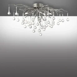 Paul Neuhaus 8090-55 ICICLE Deckenleuchte 4-flammig silber mit Glasbehang