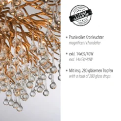 Paul Neuhaus 8092-11 ICICLE Deckenleuchte altmessing 14-flammig G9