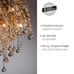 Paul Neuhaus 8091-11 ICICLE Deckenleuchte altmessing 9-flammig G9