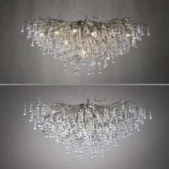 Paul Neuhaus 2192-55 ICICLE Kronleuchter stahl silber 10-flammig G9