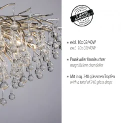 Paul Neuhaus 2192-55 ICICLE Kronleuchter stahl silber 10-flammig G9