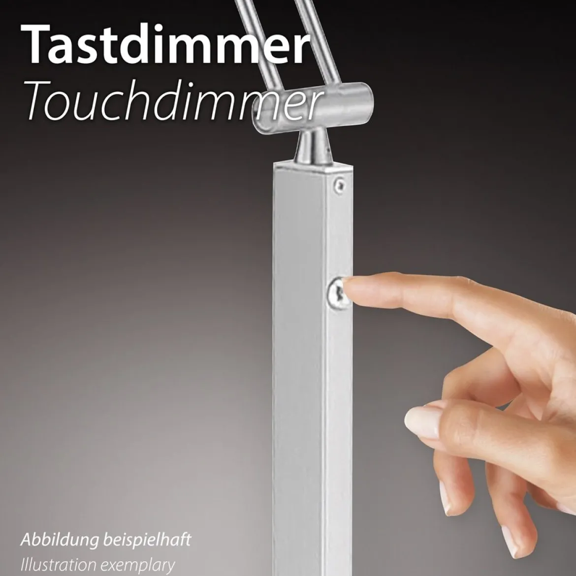 Paul Neuhaus 655-55 LED Deckenfluter mit Leseleuchte stahlfarben Dimmfunktion