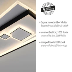 Paul Neuhaus 6391-16 LED Deckenleuchte rechteckig schwarz weiß 3000K