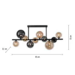 Paul Neuhaus 6583-18 LED Deckenleuchte schwarz rund Rauchglas Amberglas