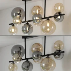 Paul Neuhaus 6583-18 LED Deckenleuchte schwarz rund Rauchglas Amberglas
