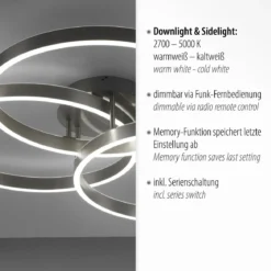 Paul Neuhaus 6233-55 LED Deckenleuchte Paan silberfarbig rund CCT