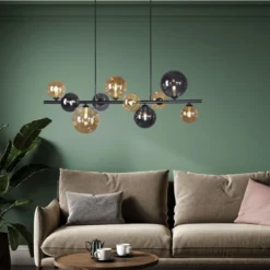 Paul Neuhaus 2583-18 LED Pendelleuchte schwarz Glas amber rauchfarben