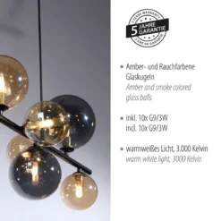 Paul Neuhaus 2583-18 LED Pendelleuchte schwarz Glas amber rauchfarben