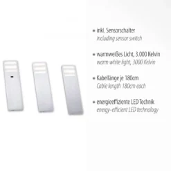 Paul Neuhaus 1120-95-3 LED Unterbauleuchten 3er Set aluminium mit Sensorschalter