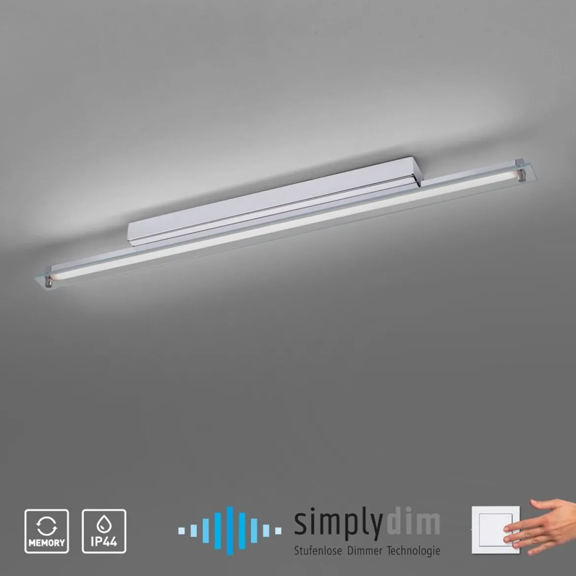 Paul Neuhaus 9107-17 LED Wandleuchte schmal chrom transparent 60cm 3000K IP44
