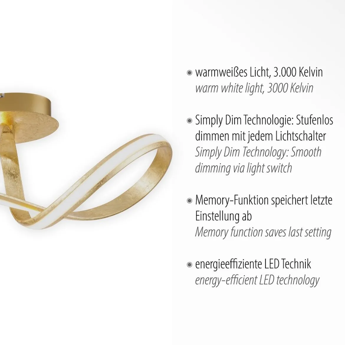 Paul Neuhaus 8331-12 MELINDA Deckenleuchte gold