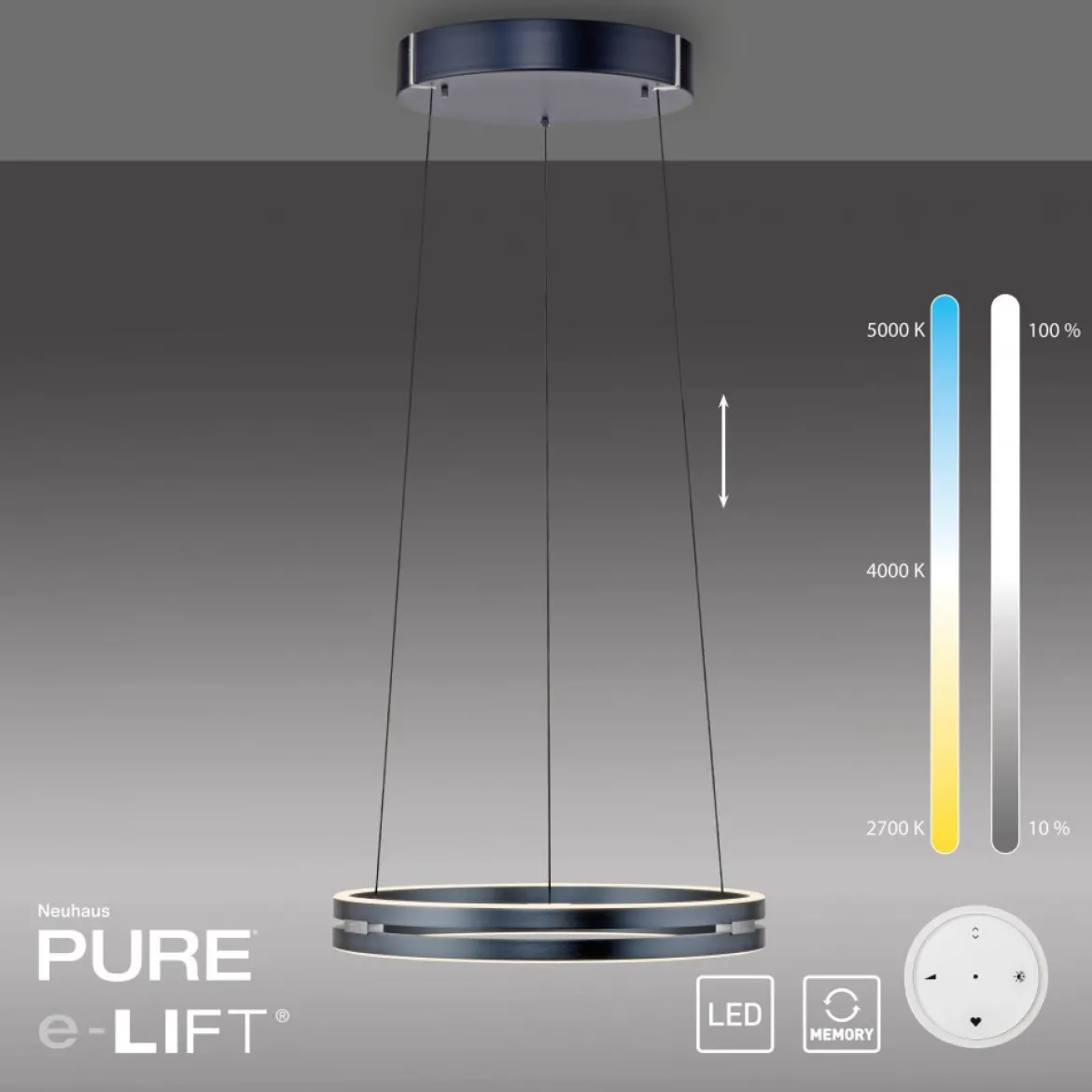 Paul Neuhaus 2550-15 Neuhaus PURE E-Loop LED Pendelleuchte mystic grey 2700-5000 K