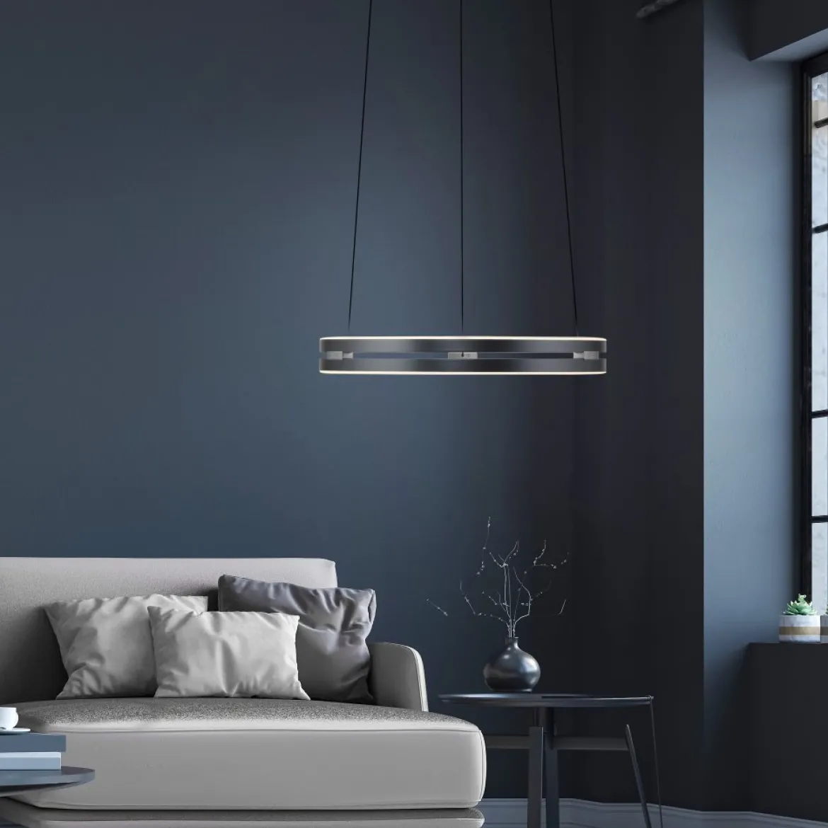 Paul Neuhaus 2550-15 Neuhaus PURE E-Loop LED Pendelleuchte mystic grey 2700-5000 K