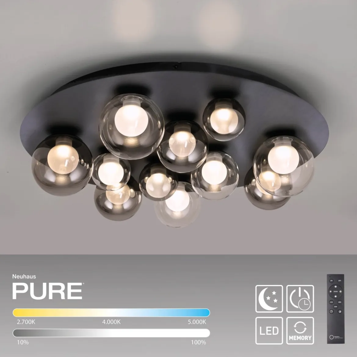 Paul Neuhaus 6588-15 Neuhaus PURE Popup LED Deckenleuchte mystic grey
