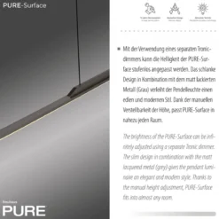 Paul Neuhaus 2301-15 Neuhaus PURE Surface LED Pendelleuchte platin (grau) 3000K