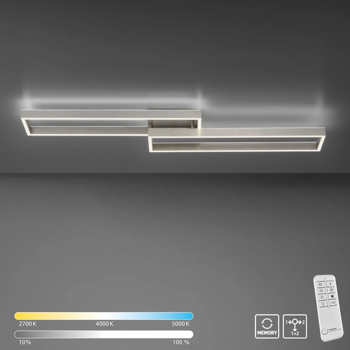 Paul Neuhaus 6231-55 Paan LED Deckenleuchte silberfarbig eckig CCT