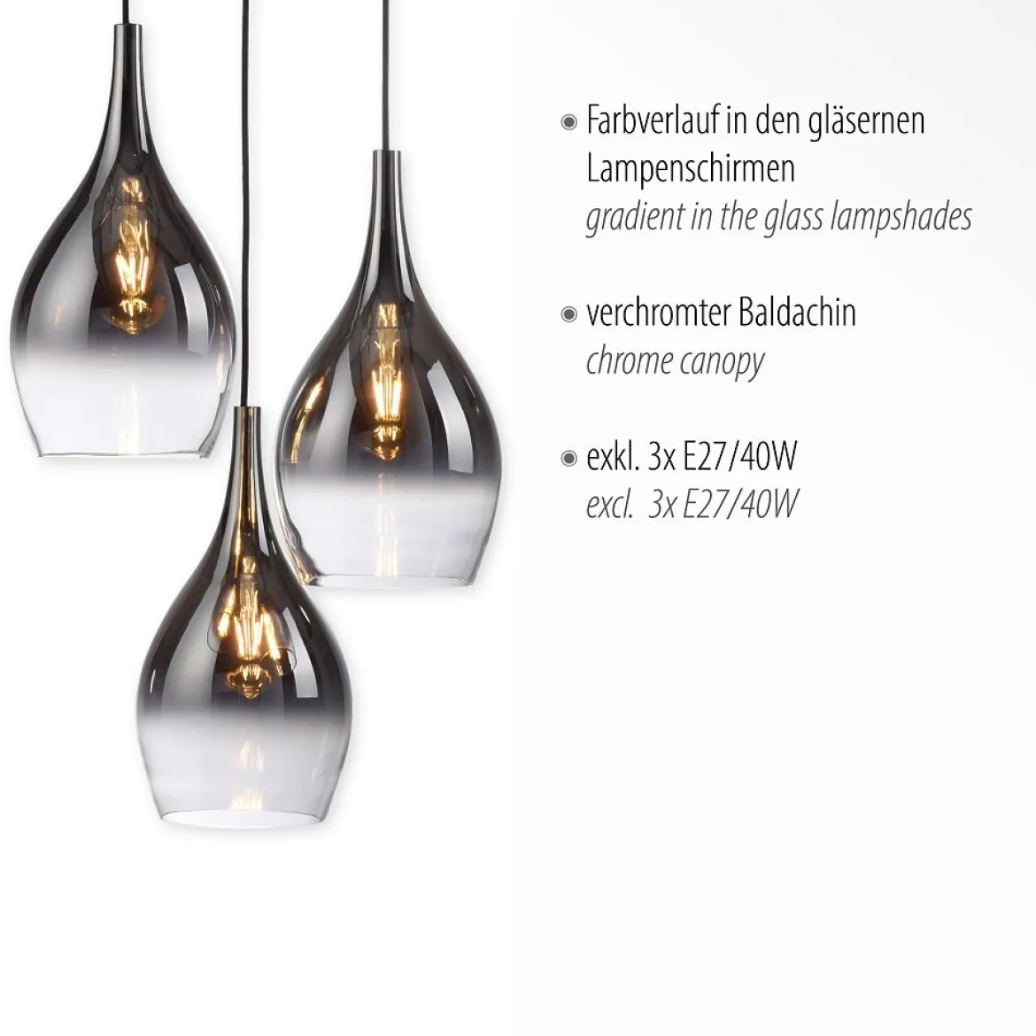 Paul Neuhaus 2062-17 Pilua Pendelleuchte 3-flammig Chrom