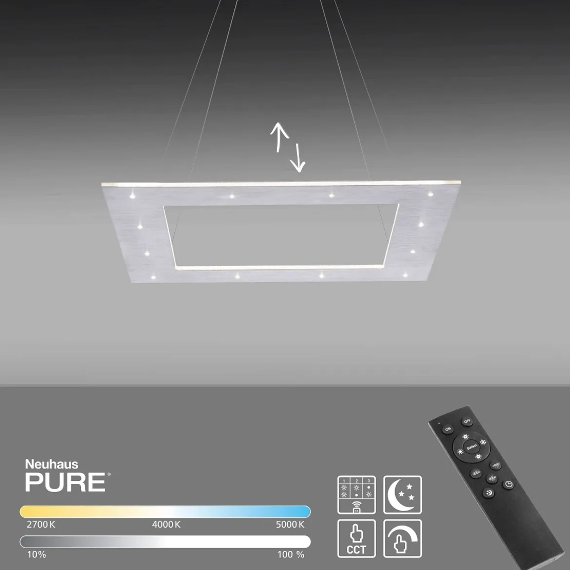 Paul Neuhaus 2535-95 PURE-COSMO LED Pendelleuchte aluminium CCT