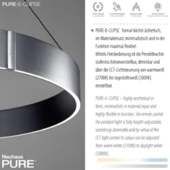 Paul Neuhaus 2561-15 PURE-E-CLIPSE LED Pendelleuchte mystic grey (grau)  e-LIFT®