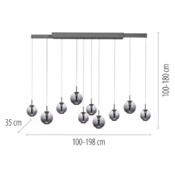 Paul Neuhaus 2221-15 PURE E-Infinity Pendelleuchte mystic grey 10-flammig