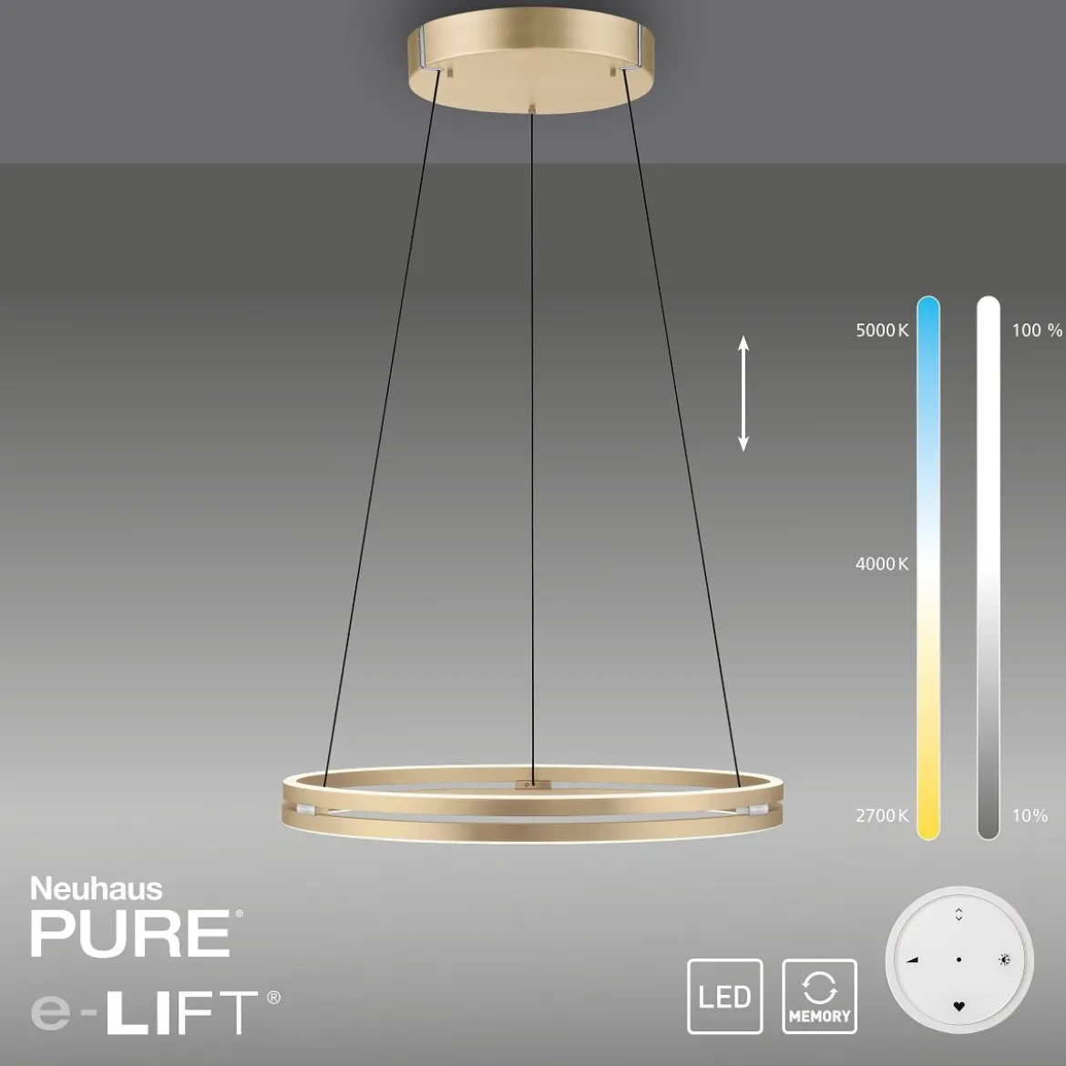 Paul Neuhaus 2551-60 PURE-E-LOOP LED Pendelleuchte ivory gold elektrisch