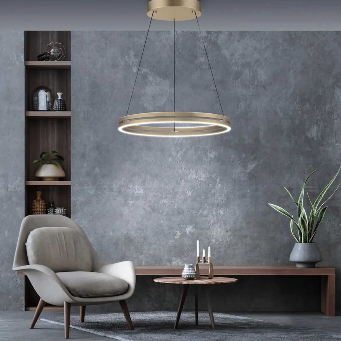 Paul Neuhaus 2551-60 PURE-E-LOOP LED Pendelleuchte ivory gold elektrisch