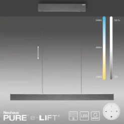 Paul Neuhaus 2570-15 PURE E-MOTION LED Pendelleuchte platin (grau) höhenverstellbar