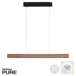 Paul Neuhaus 2570-79 PURE E-MOTION LED Pendelleuchte oak/black pearl höhenverstellbar